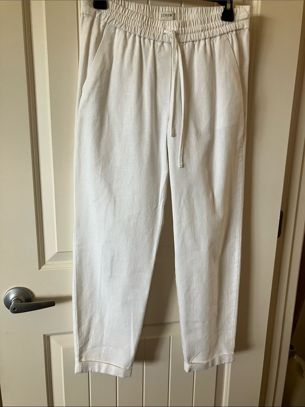 J. Crew white linen-blend Seaside Pants size 2